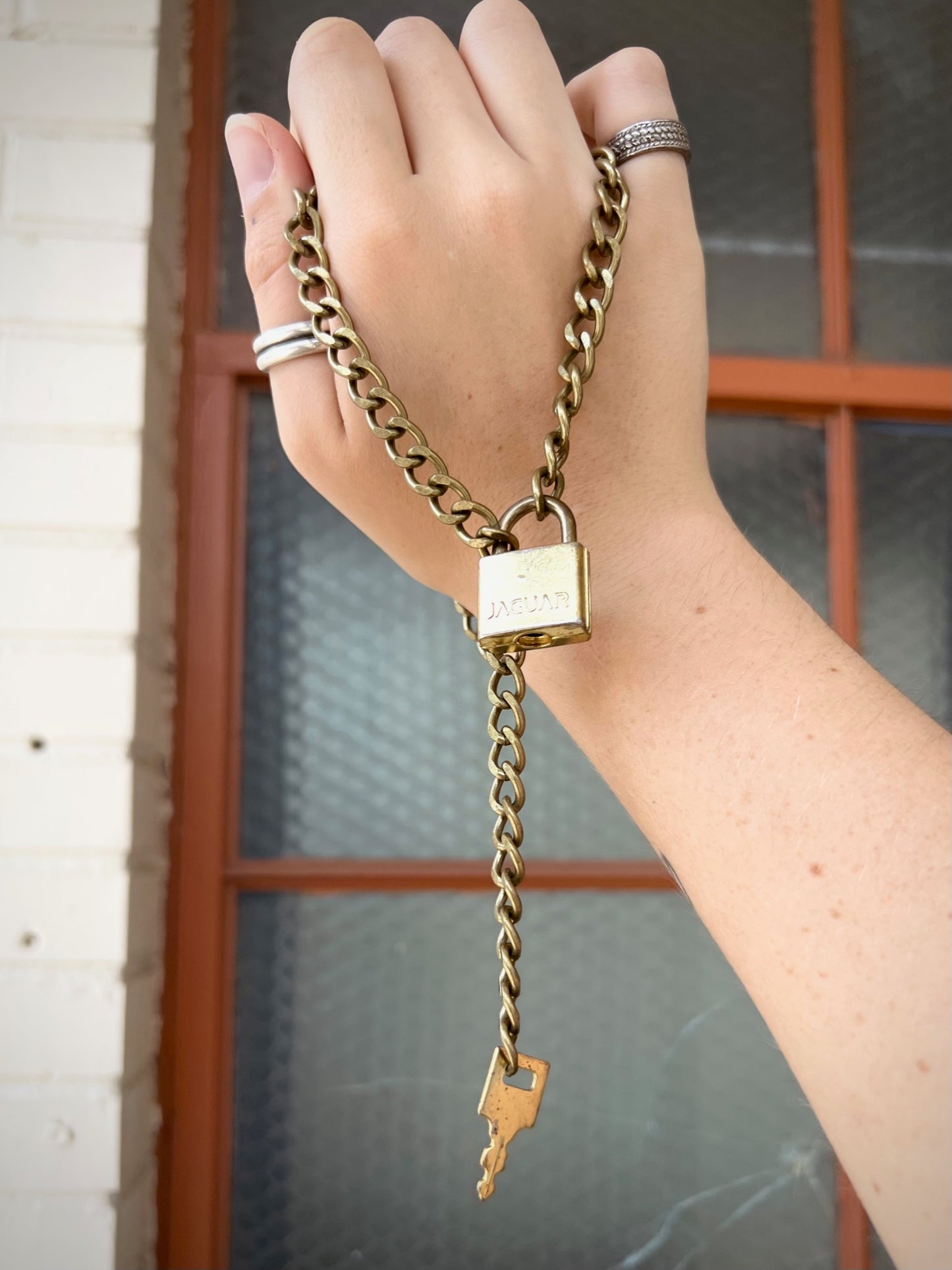 "Ruler of the Underworld" Vintage Gold-Tone Jaguar Lock and Key Necklace