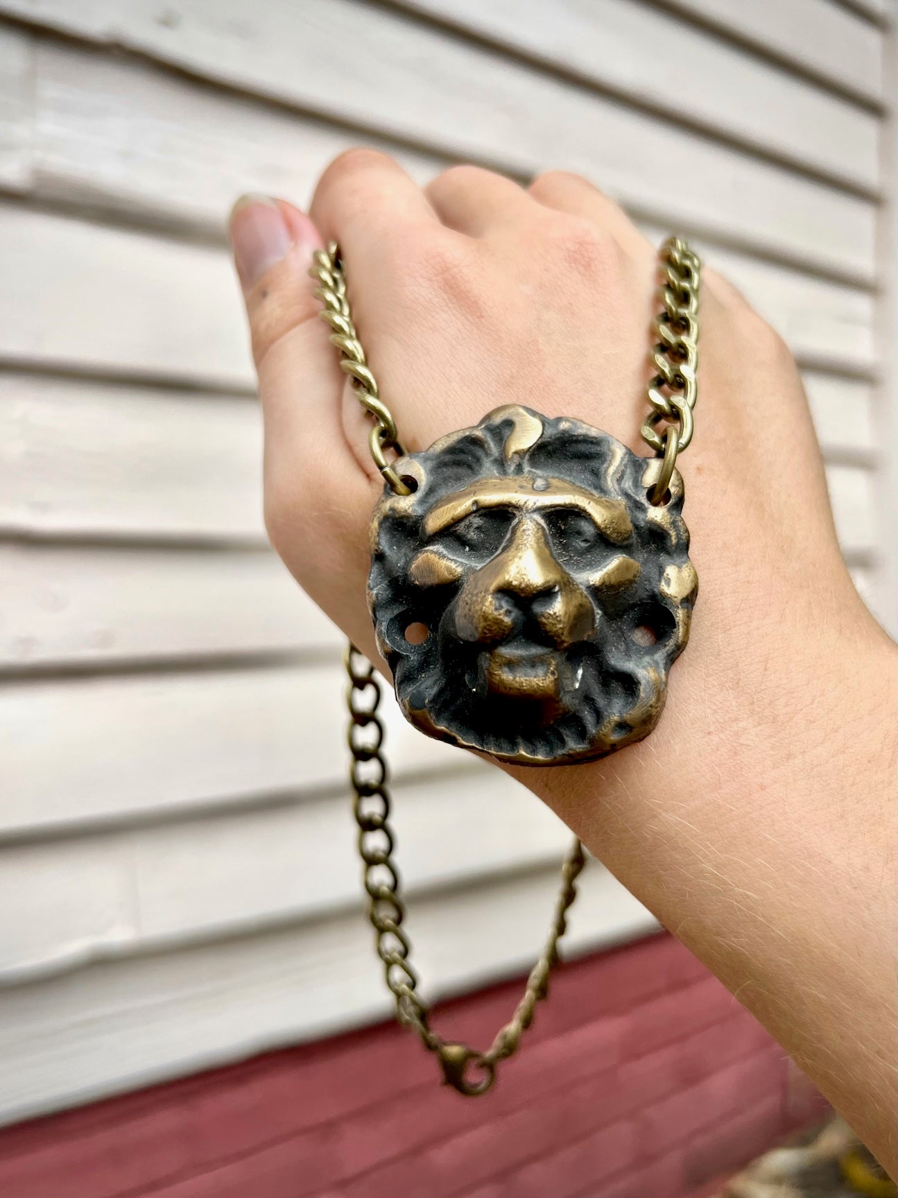 "A Pride of Passion" Antique Lion Head Dresser Handle Necklace