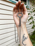 "The Curtains Will Rise" Antique Skeleton Key and Upcycled Chain Tassel Necklace