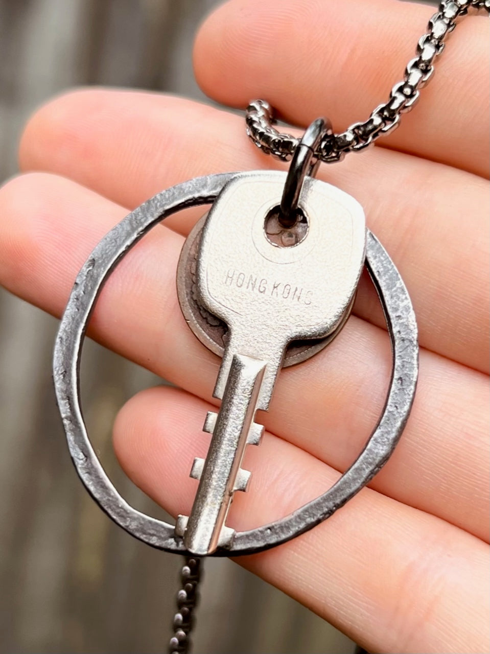 "Open to You and New" 1907 Penny, Vintage Key and Upcycled Ring Necklace