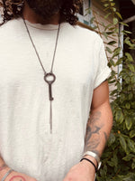 "The Curtains Will Rise" Antique Skeleton Key and Upcycled Chain Tassel Necklace