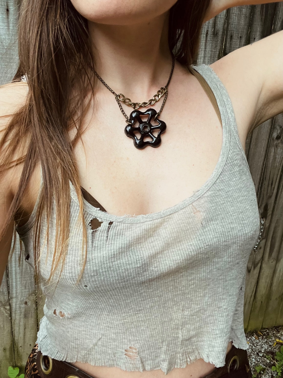 "Wheel Works" Old Spigot Handle Double Strand Necklace