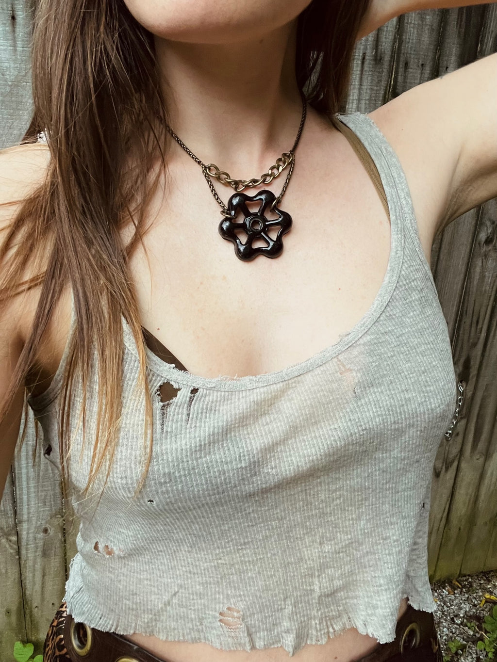 "Wheel Works" Old Spigot Handle Double Strand Necklace