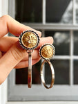 "On Duty" Antique Brass Buttons in Sterling Silver Made from Scratch Earrings