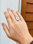 "Seamless" Vintage Button in Sterling Silver Made from Scratch Ring