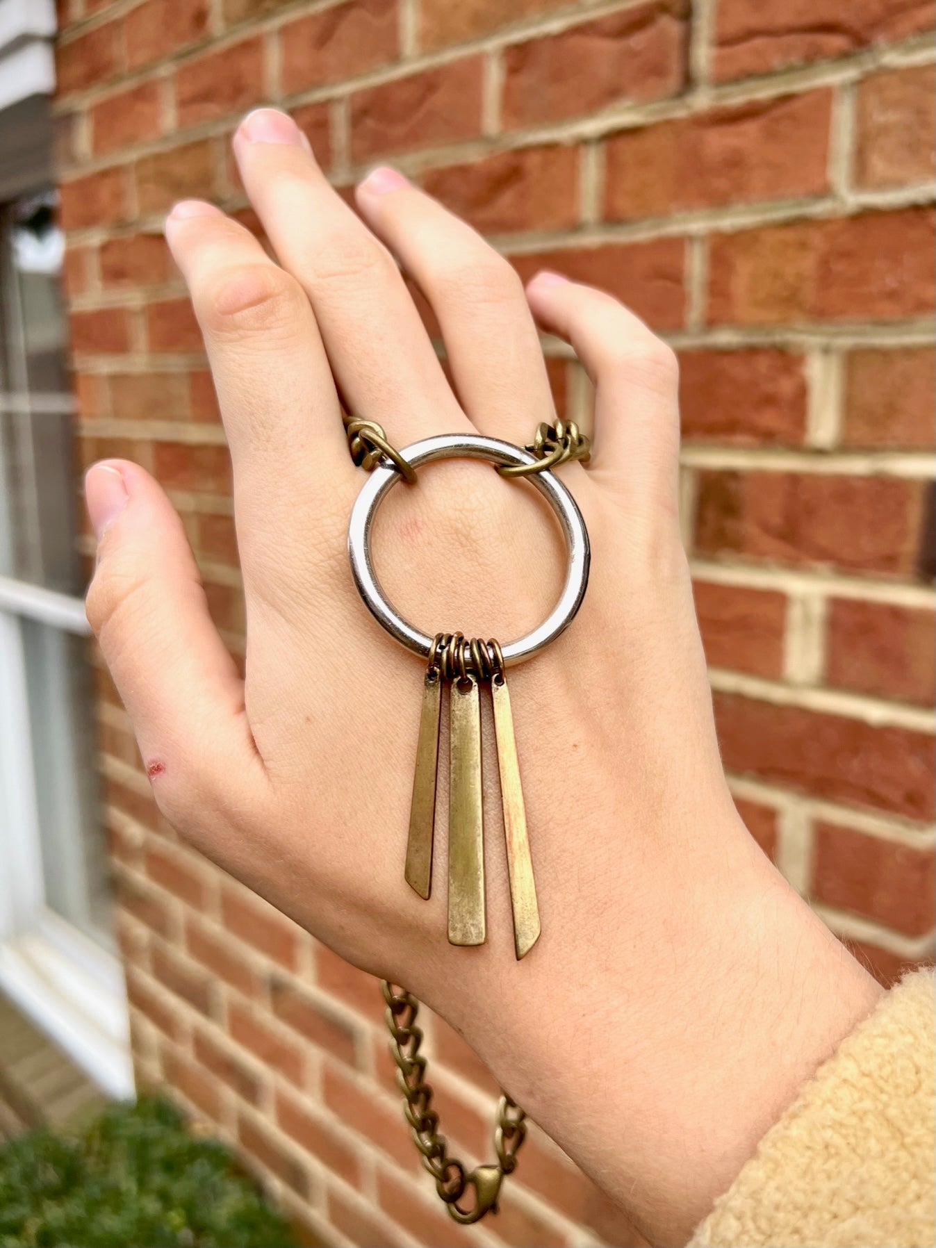 "Sweet Salvage" Upcycled Ring and Brass Tassel Necklace