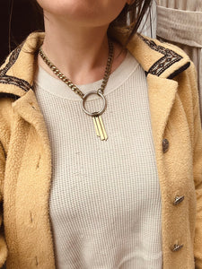"Sweet Salvage" Upcycled Ring and Brass Tassel Necklace