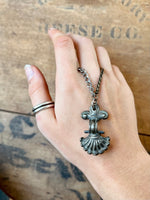 "Opposition" Antique Dresser Handle on Two-Toned Chain Necklace