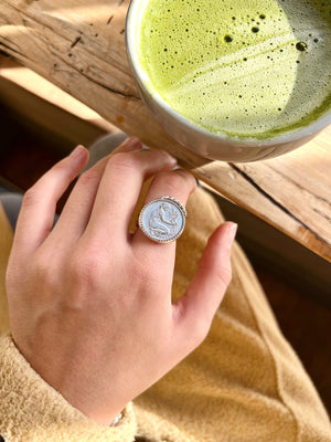 "To Begin Again" 1949 World Coin Articulated Ring