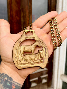 "The Company We Keep" Antique Horse Scottish Brass Necklace