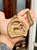 "The Company We Keep" Antique Horse Scottish Brass Necklace