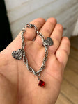 "The Deepest Hues Of Heart" Vintage Button & Garnet Bracelet