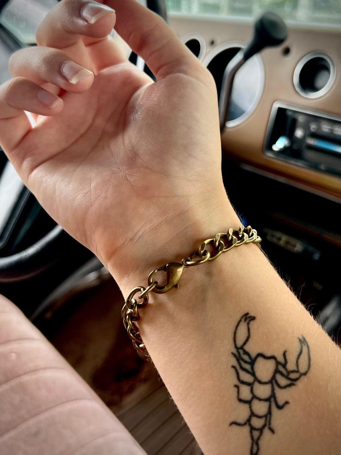 "Headed South" Solid Brass Chain Bracelet
